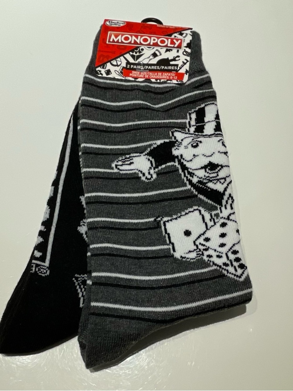 Hasbro Monopoly Black and White Striped Casual Socks 2- Pack